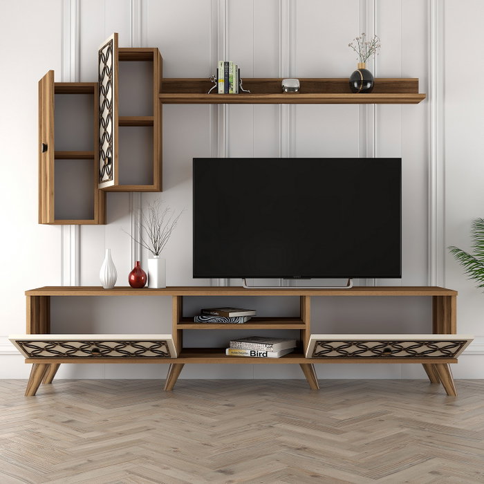 Hanah Home Unidad de TV Class S Nogal y Crema Hanah Home Unidad de TV Class S Nogal y Crema